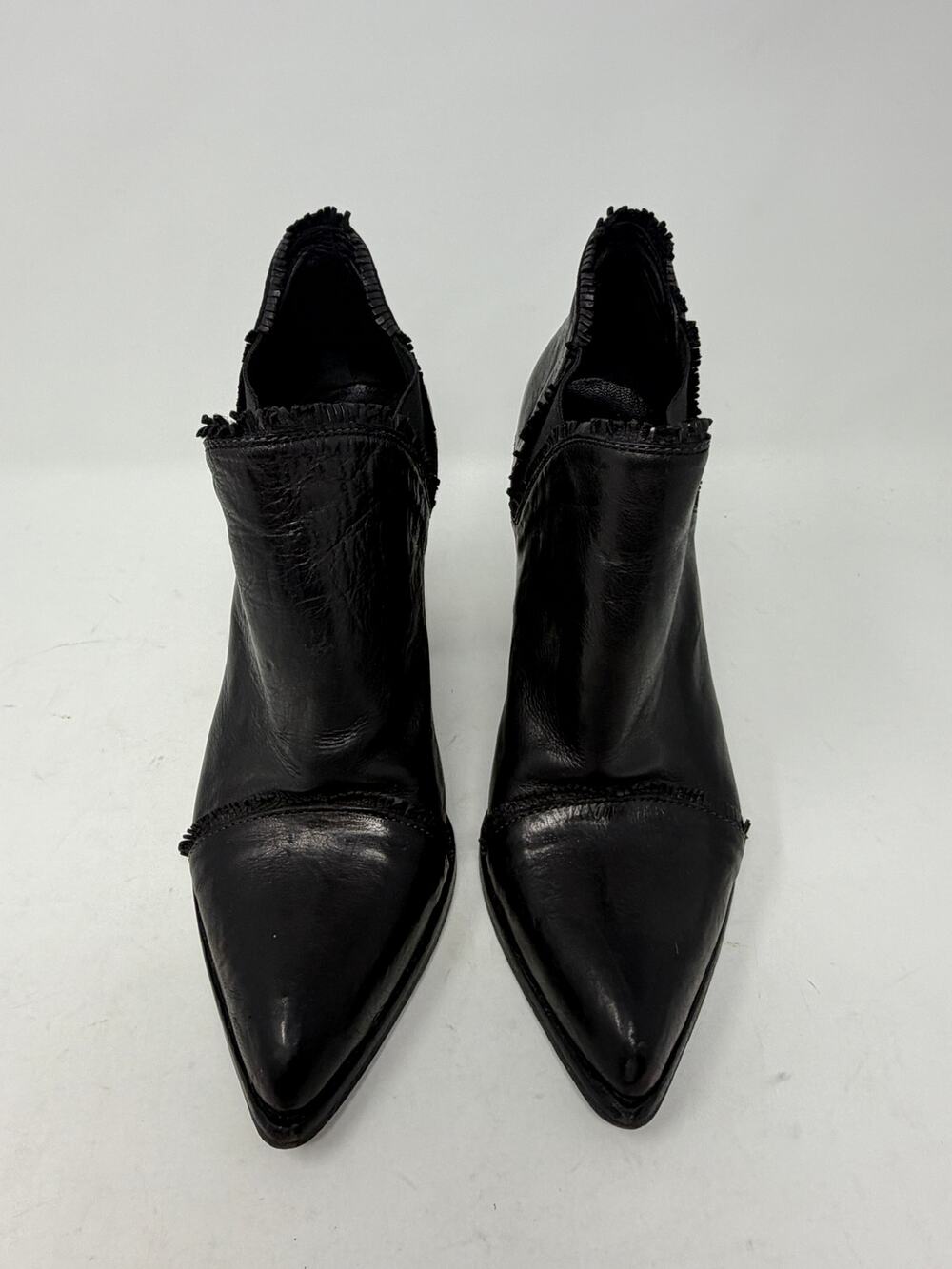 Ducanero ankle booties 36 stacked heel black leather pointed toe Italy